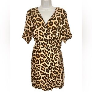 H&M Leopard Print Wrap Dress in Tan and Black